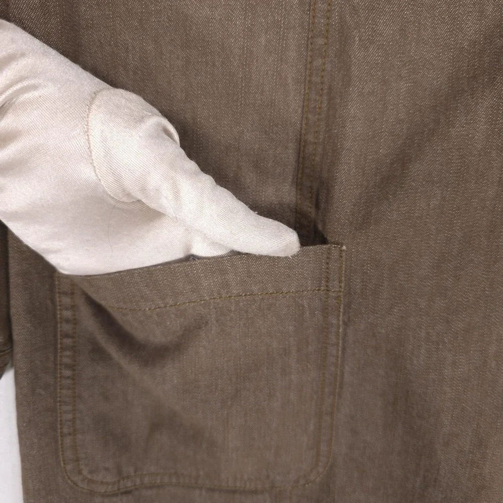 Boden Denim Mini Dress 8R Brown 100% Cotton Button Up Shift Tunic Natural WH443 - Picture 11 of 13